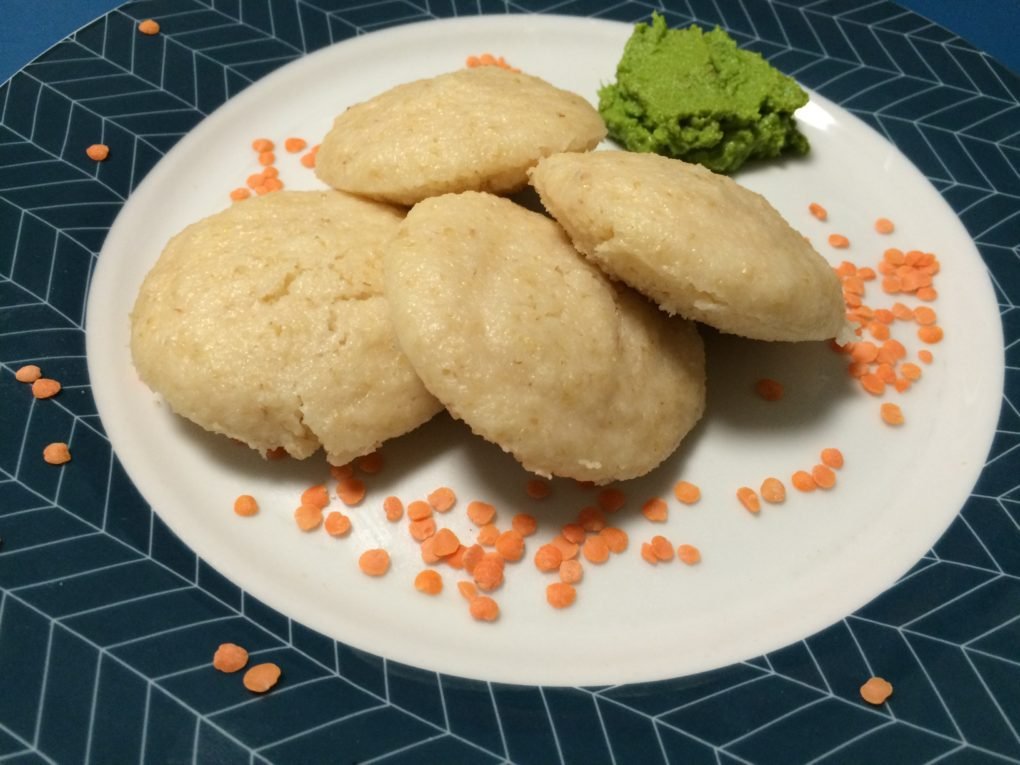 Masoor Dalia Idli (Red lentil and whole cracked wheat steam cake)