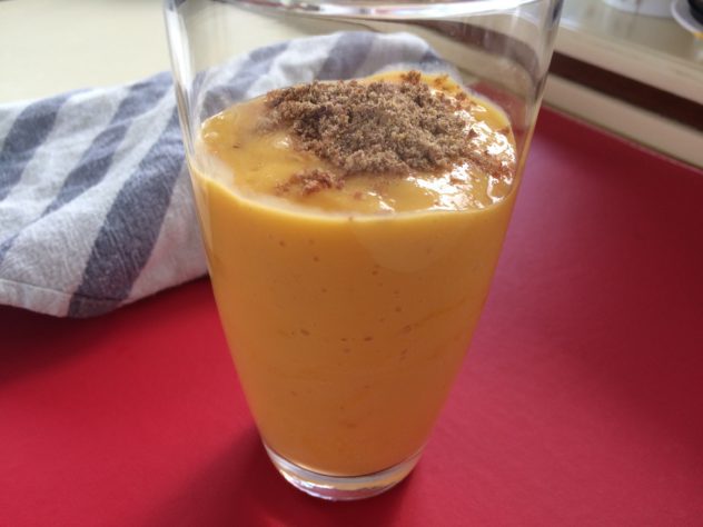 Mango Peach Smoothie With Grounded Flaxseeds