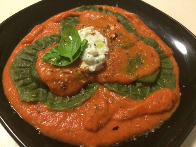 Spinach Ricotta Ravioli In Tomato Cream Sauce