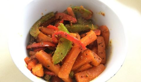 Capsicum carrot sambharo/Capsicum Carrot Stir Fry/Gajar Marcha Sambharo