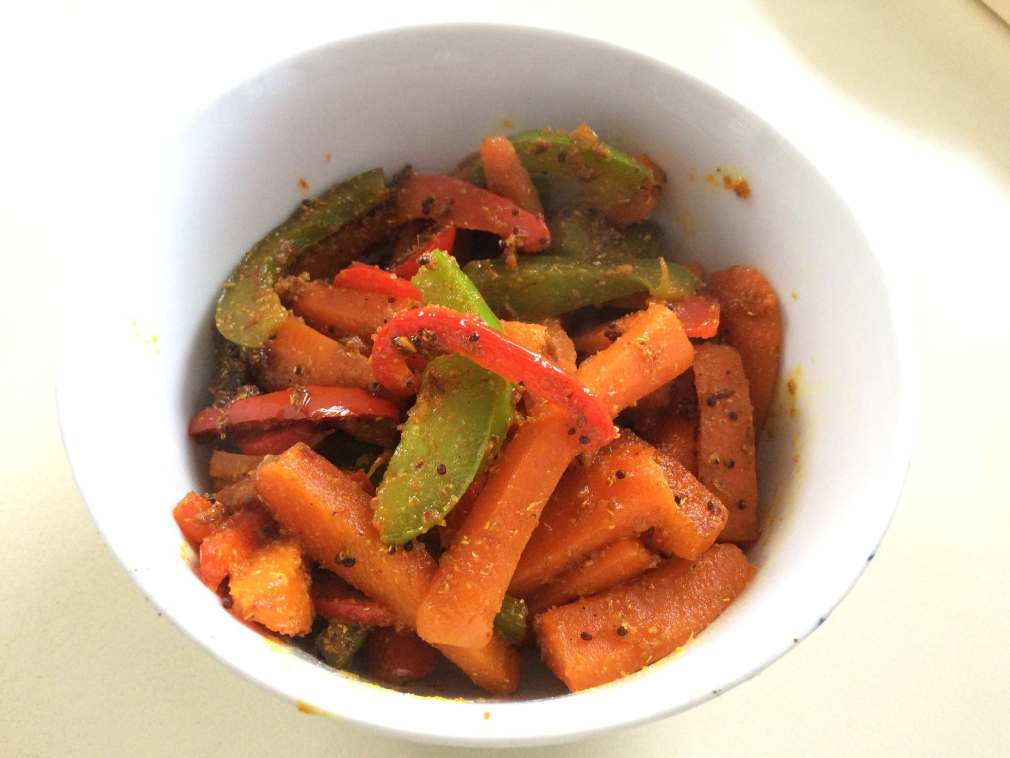 Capsicum carrot sambharo/Capsicum Carrot Stir Fry/Gajar Marcha Sambharo