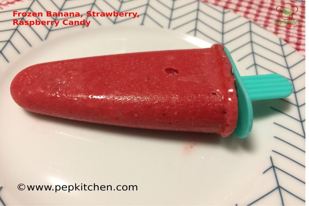 Frozen banana strawberry raspberry candy