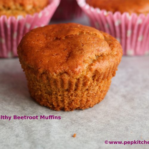 Eggless healthy beetroot muffins