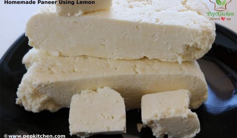 Homemade paneer using lemon