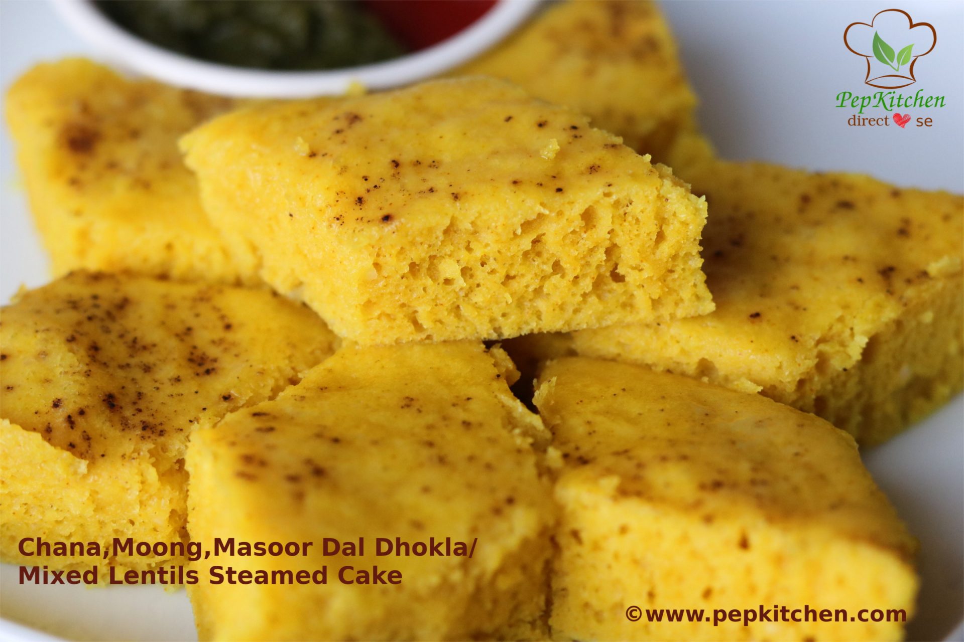 Chana, Moong, Masoor Dal Dhokla/Mixed Lentils Steamed Cake