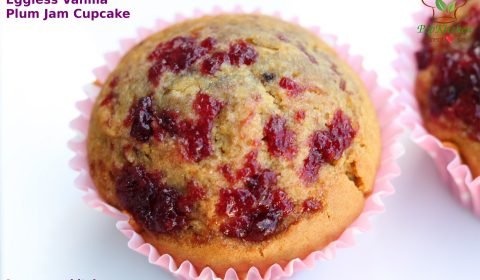 Eggless Vanilla Plum jam cupcake