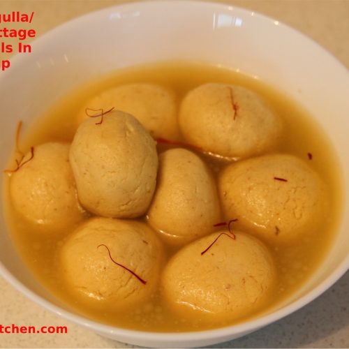 Kesar Rasgulla / Saffron Cottage Cheese Balls In Sugar Syrup