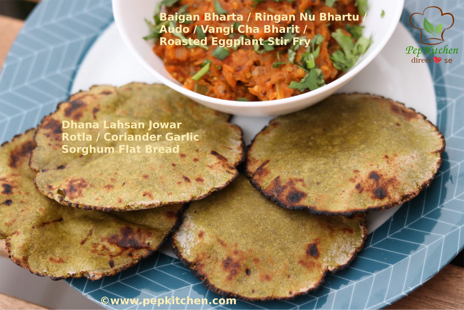 Dhana Lahsan Jowar Rotla / Coriander Garlic Sorghum Flat Bread