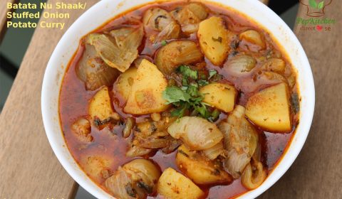 Bharela Kanda Batata Nu Shaak/ Stuffed Onion Potato Curry