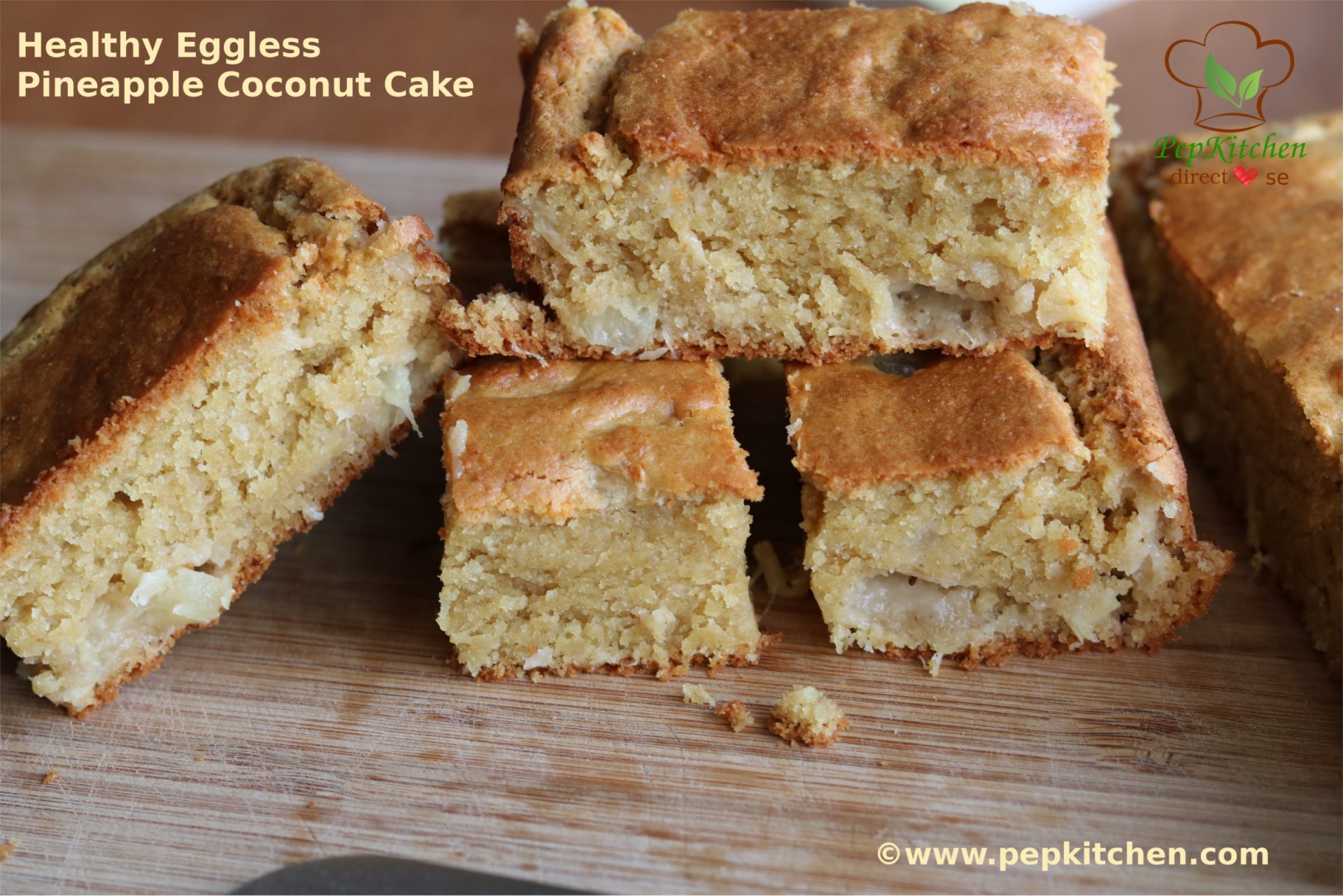 Healthy Eggless Pineaapple Coconut Cake