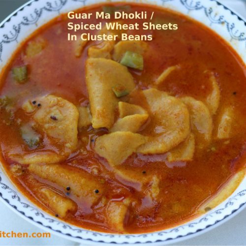 Guar Ma Dhokli / Spiced Wheat Sheets In Cluster Beans