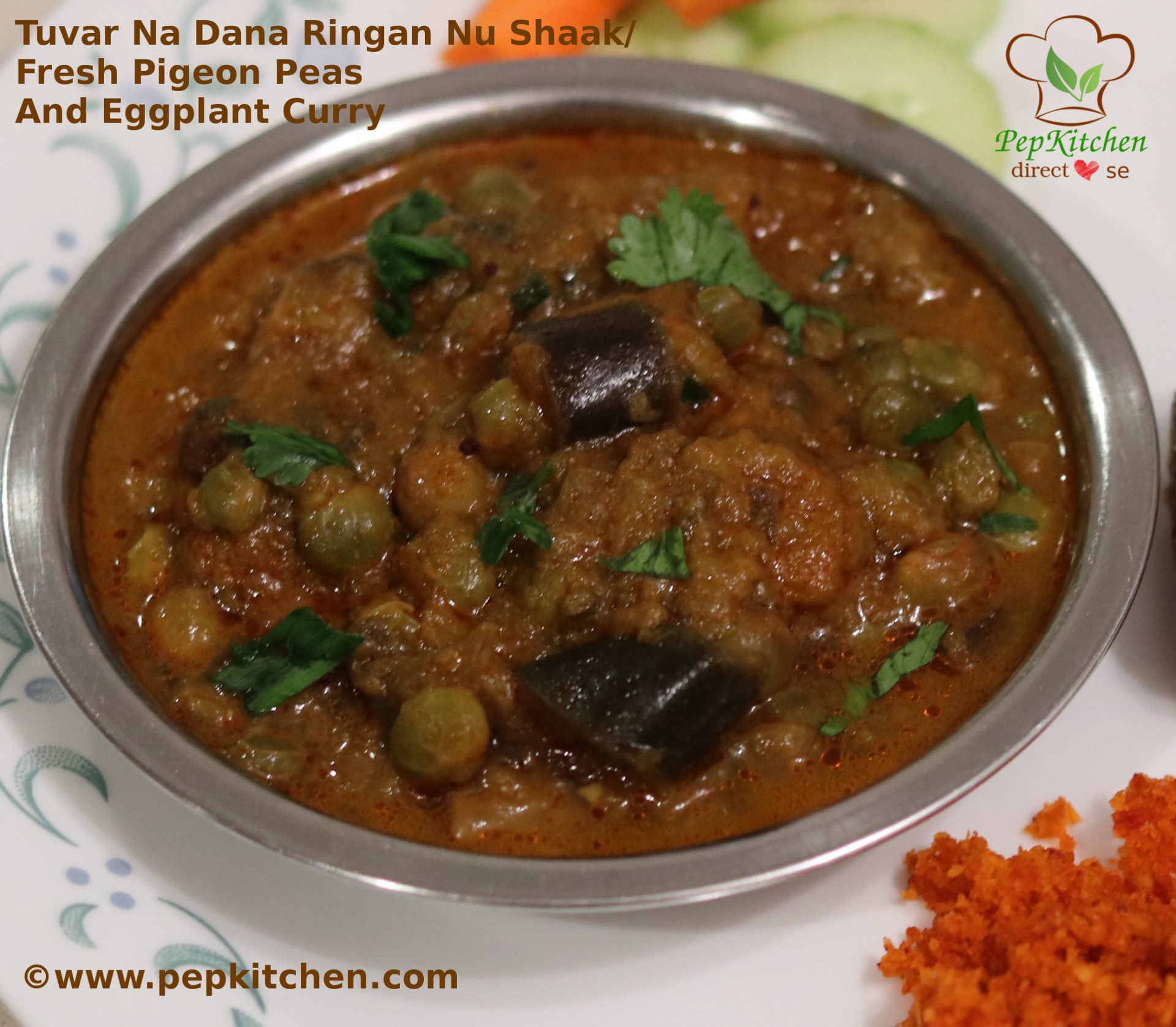 Tuvar Na Dana Ringan Nu Shaak / Fresh Pigeon Peas And Eggplant Curry