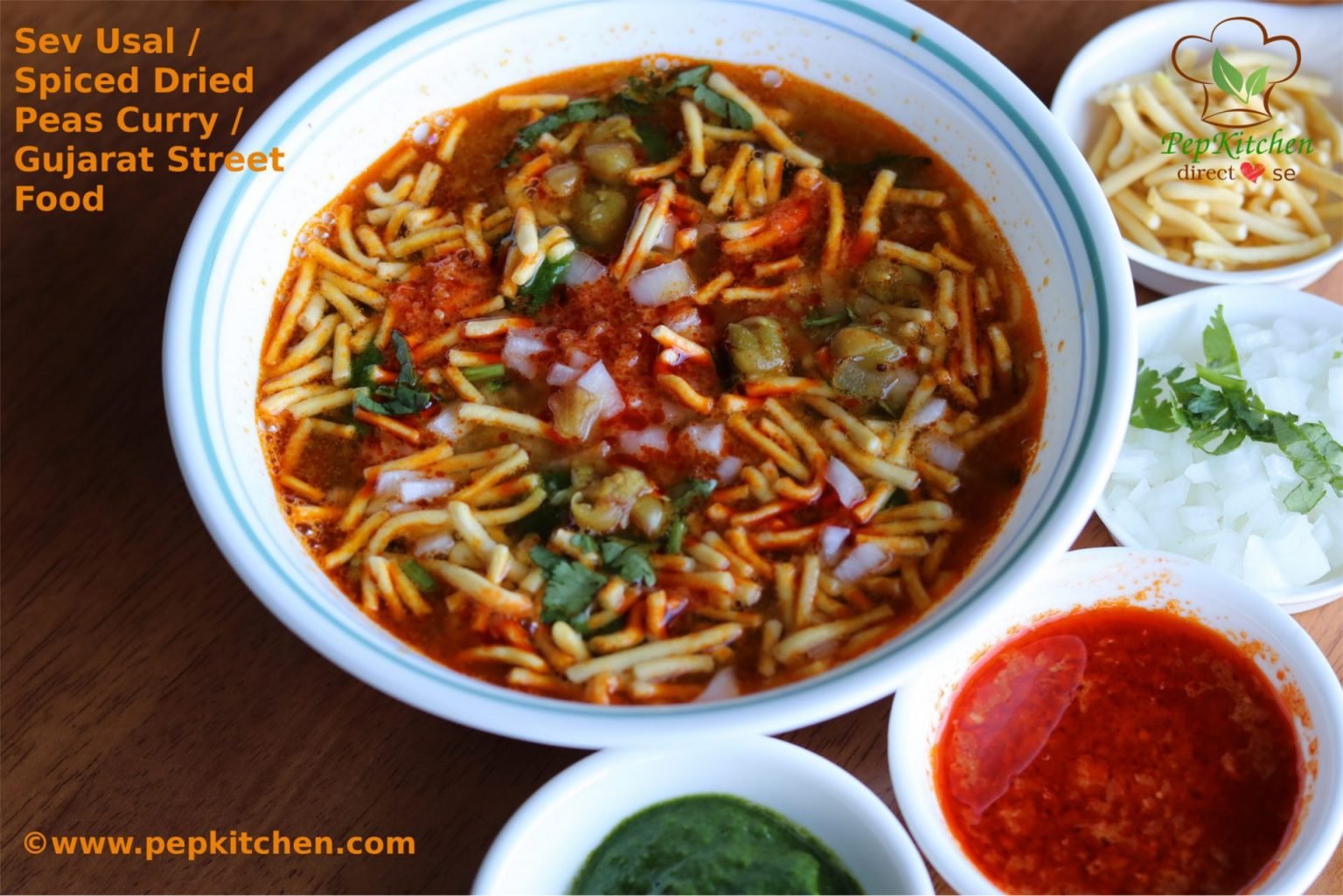 Sev Usal / Spiced Dried Peas Curry / Gujarat Street Food Pepkitchen