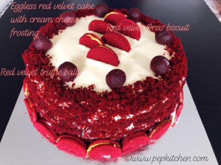 Eggless Red Velvet Cake With Cream Cheese Frosting