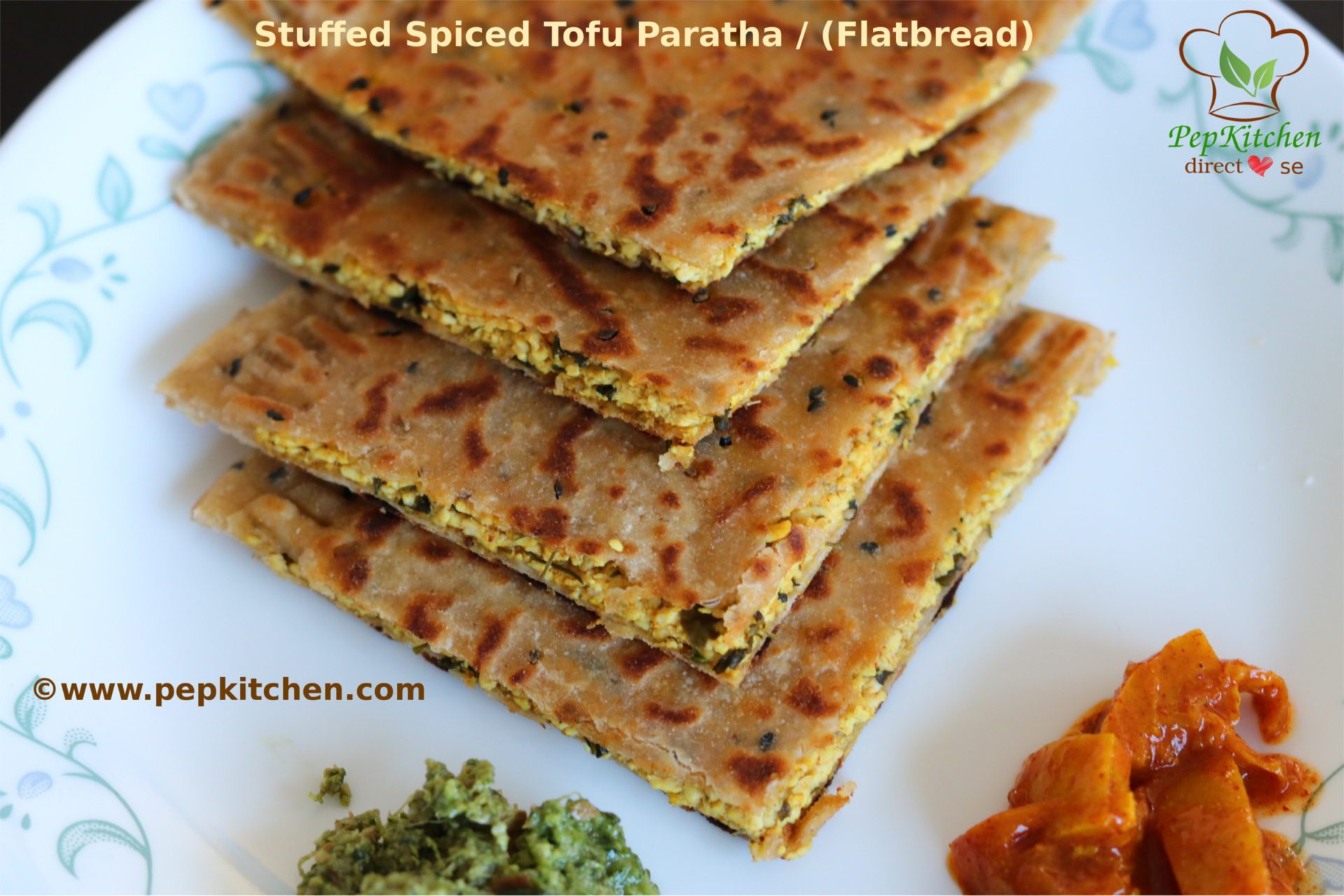 Stuffed Spiced Tofu Paratha / (Flatbread)