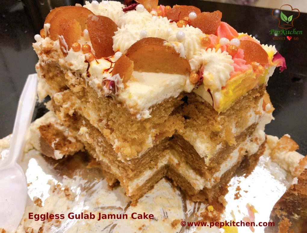 Eggless Gulab Jamun Cake