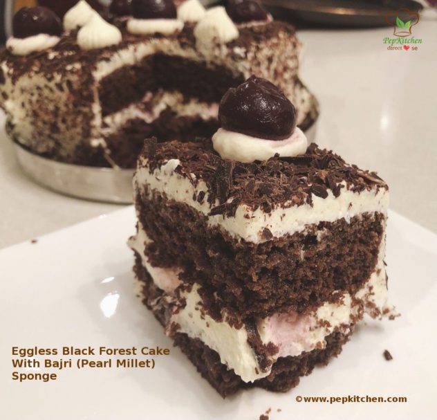 Eggless Black Forest Cake With Bajri (Pearl Millet) Sponge