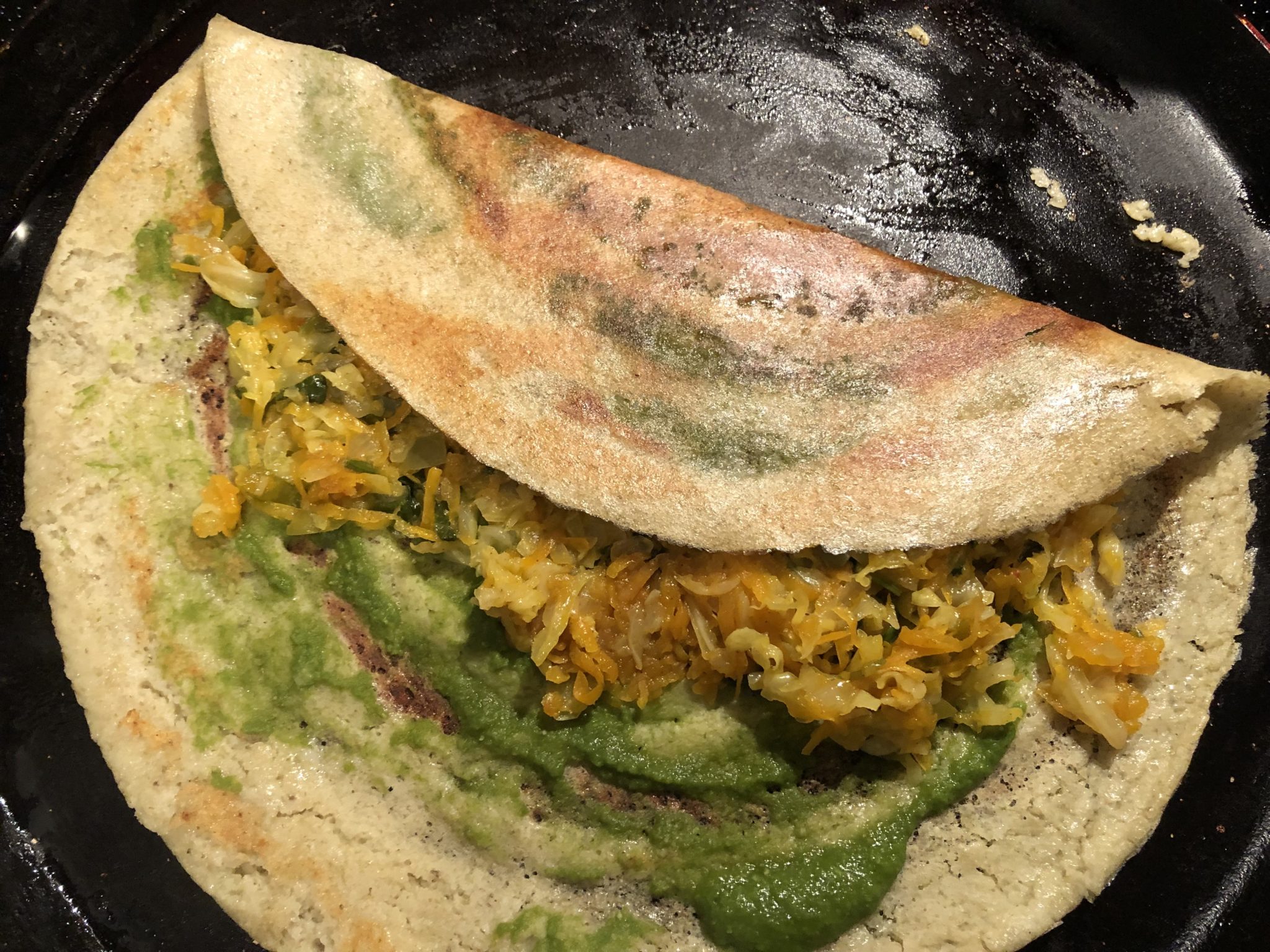 Moong Dal Brown Rice Dosa WIth Vegetable Stuffing
