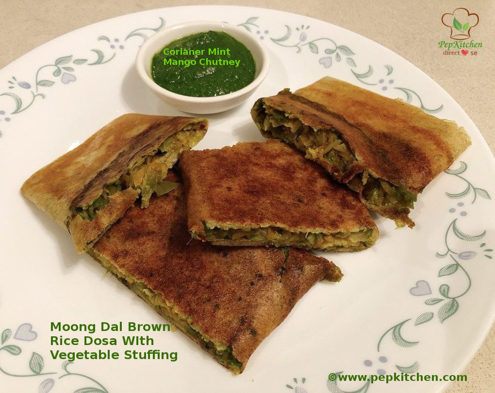 Moong Dal BrownRice Dosa With Vegetable Stuffing